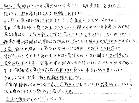お客様からの手紙